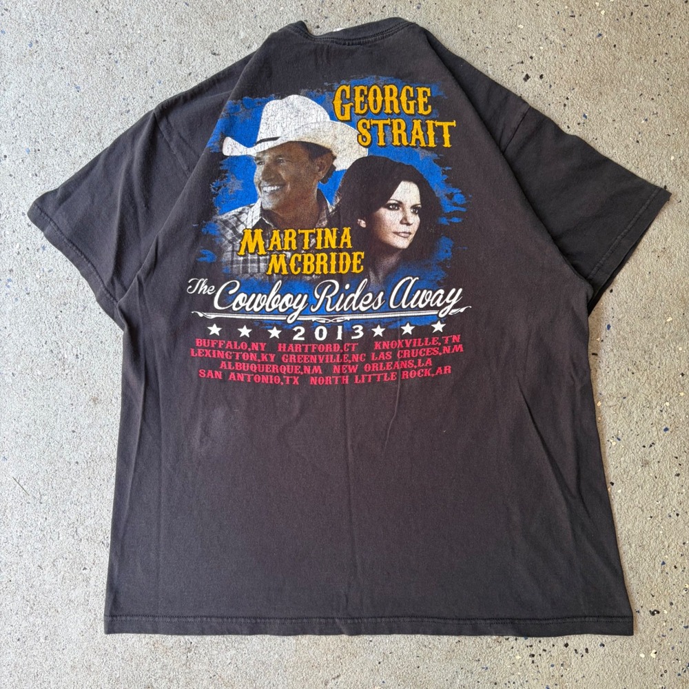 George Strait Martina McBride The Cowboy Rides Away 2013 Tour Shirt Black XL